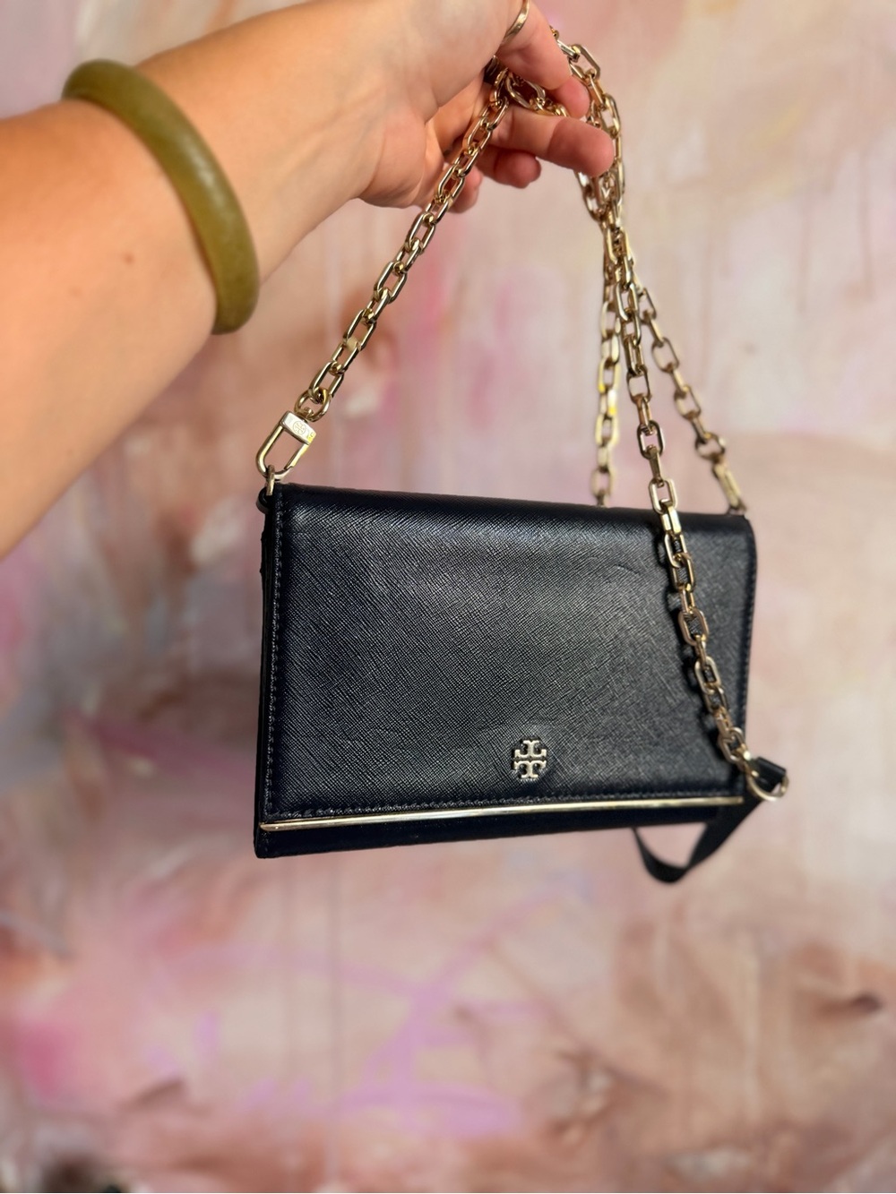 Tory Burch Black Saffiano Mini Chain Crossbody